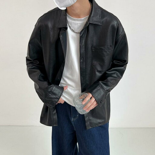 秋冬 コーデ メンズ 服 シンプル ファッション オシャレ 大人 かっこいい 大きいサイズ ストリート 紳士服 ハイエンド ブラック エコ レザー シャツ 長袖 ジャケット アウター カジュアル 快適 秋冬 コーデ メンズ 服 シンプル ファッション オシャレ 大人 かっこいい 大きいサイズ ストリート 紳士服 ハイエンド ブラック エコ レザー シャツ 長袖 ジャケット アウター カジュアル 快適