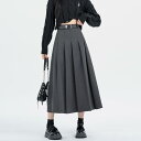 秋冬 コーデ レディース ファッション オシャレ アイテム 服 カワイイ シンプル 大人カワイイ 大きいサイズ グレー ウール スーツ プリーツスカート ハイウエスト スリム Aライン アンブレラ スカート ロング