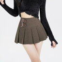 秋冬 コーデ レディース ファッション オシャレ アイテム 服 カワイイ シンプル 大人カワイイ 大きいサイズ ブラウン ウール プリーツスカート ハイウエスト スリム Aライン ミニ スカート