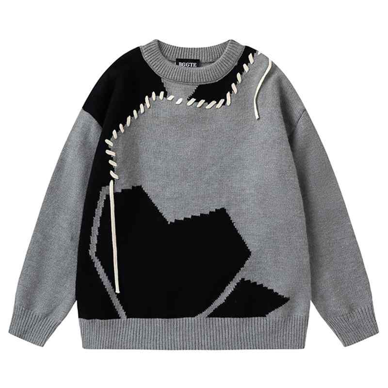 秋冬 コーデ メンズ 服 シンプル ファッション オシャレ 大人 かっこいい 大きいサイズ ストリート 紳士服 アメリカン レトロ ラウンドネック セーター レ...