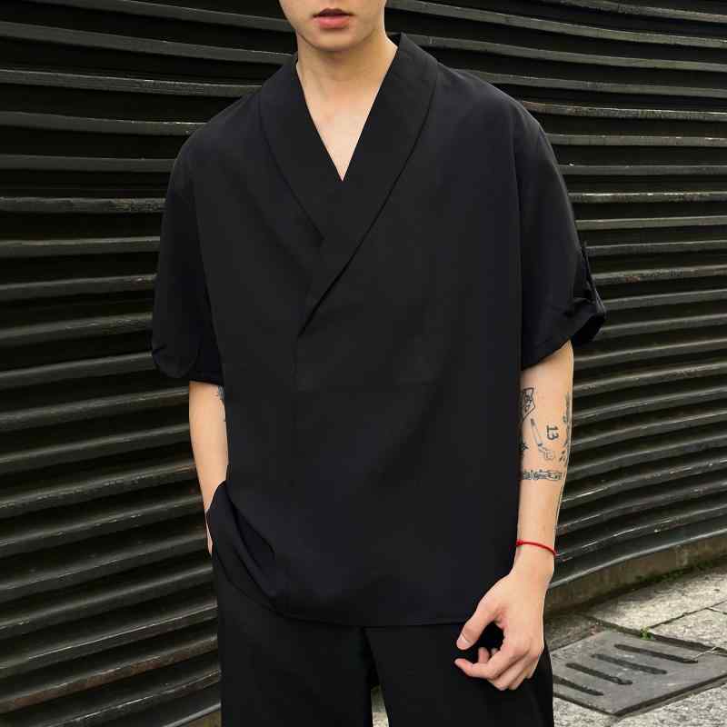秋冬 コーデ メンズ 服 シンプル ファッション オシャレ 大人 かっこいい 大きいサイズ ストリート 紳士服 ハイエンド グリーン フルーツ カラー 半袖 シャツ カジュアル Vネックプルオーバー 白 ジャケット