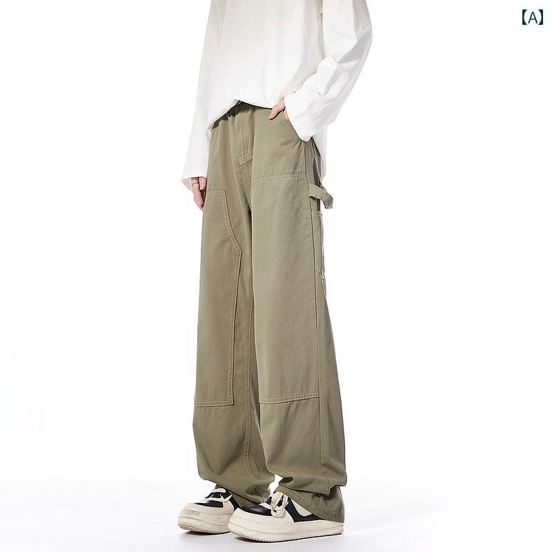 秋冬 コーデ メンズ 服 シンプル ファッション オシャレ 大人 かっこいい 大きいサイズ ストリート 紳士服 レディース ユニセックス アメリカン ウォッシュ ロギング パンツ レトロ ワイド レッグ