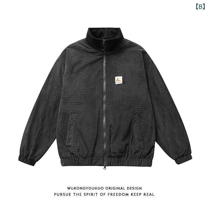 秋冬 コーデ メンズ 服 シンプル ファッション オシャレ 大人 かっこいい 大きいサイズ ストリート 紳士服 レトロ コーデュロイ カラー ブロック スタンドカラー コットン コート 冬 カップル ウェア 暖かい カジュアル