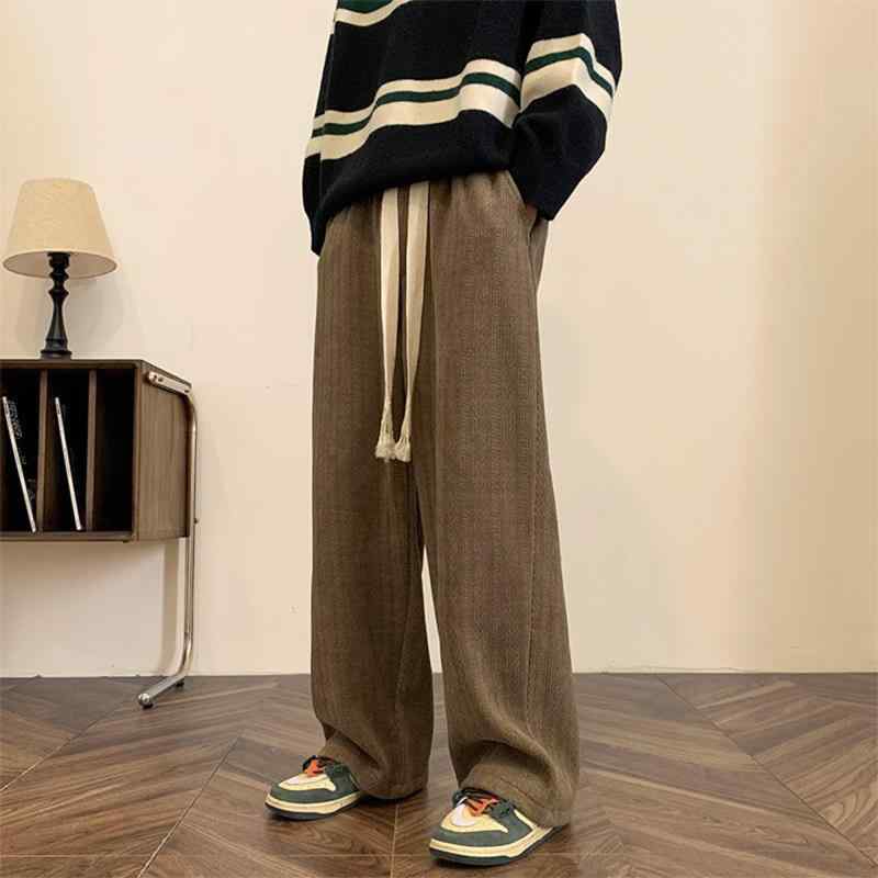 秋冬 コーデ メンズ 服 シンプル ファッション オシャレ 大人 かっこいい 大きいサイズ ストリート 紳士服 ストリート アメカジ スウェット パンツ ストレート レッグ スポーツ パンツ ワイド ロング