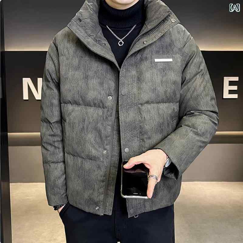 秋冬 コーデ メンズ 服 シンプル ファッション オシャレ 大人 かっこいい 大きいサイズ ストリート 紳士服 冬 エコ レザー ダウン ジャケット ハイエンド カジュアル 防寒 服 ジャケット