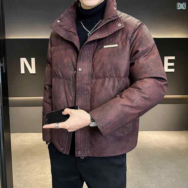 秋冬 コーデ メンズ 服 シンプル ファッション オシャレ 大人 かっこいい 大きいサイズ ストリート 紳士服 冬 エコ レザー ダウン ジャケット ハイエンド カジュアル 防寒 服 ジャケット