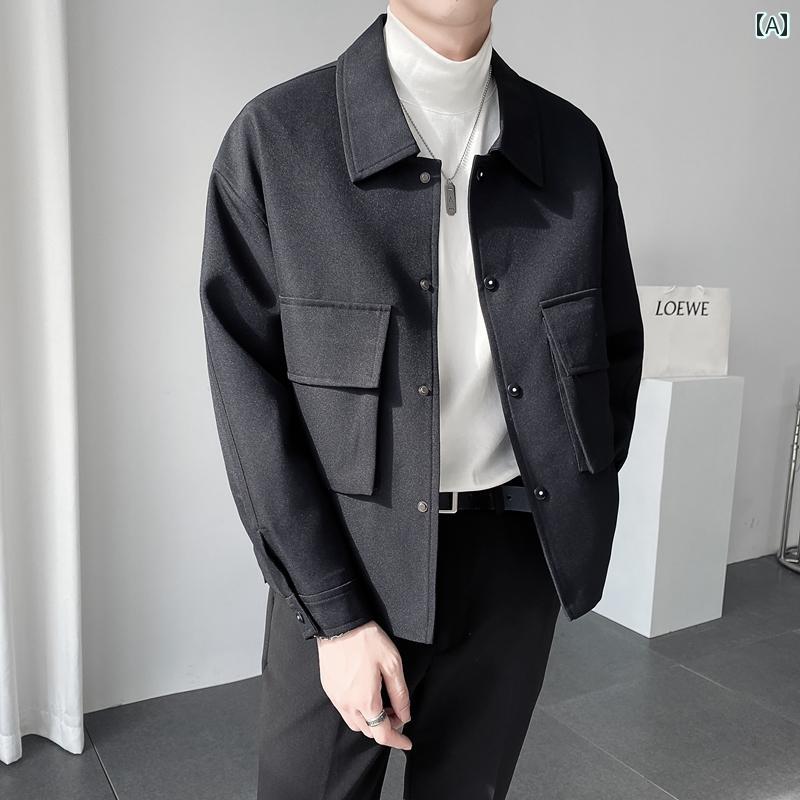 秋冬 コーデ メンズ 服 シンプル ファッション オシャレ 大人 かっこいい 大きいサイズ ストリート 紳士服 ライト ジャケット ゆったり アウター