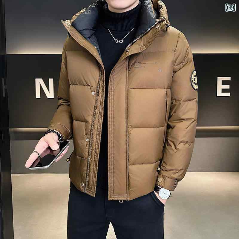 秋冬 コーデ メンズ 服 シンプル ファッション オシャレ 大人 かっこいい 大きいサイズ ストリート 紳士服 ダウン ジャケット 冬 フード付き 厚手 暖かい ハイエンド