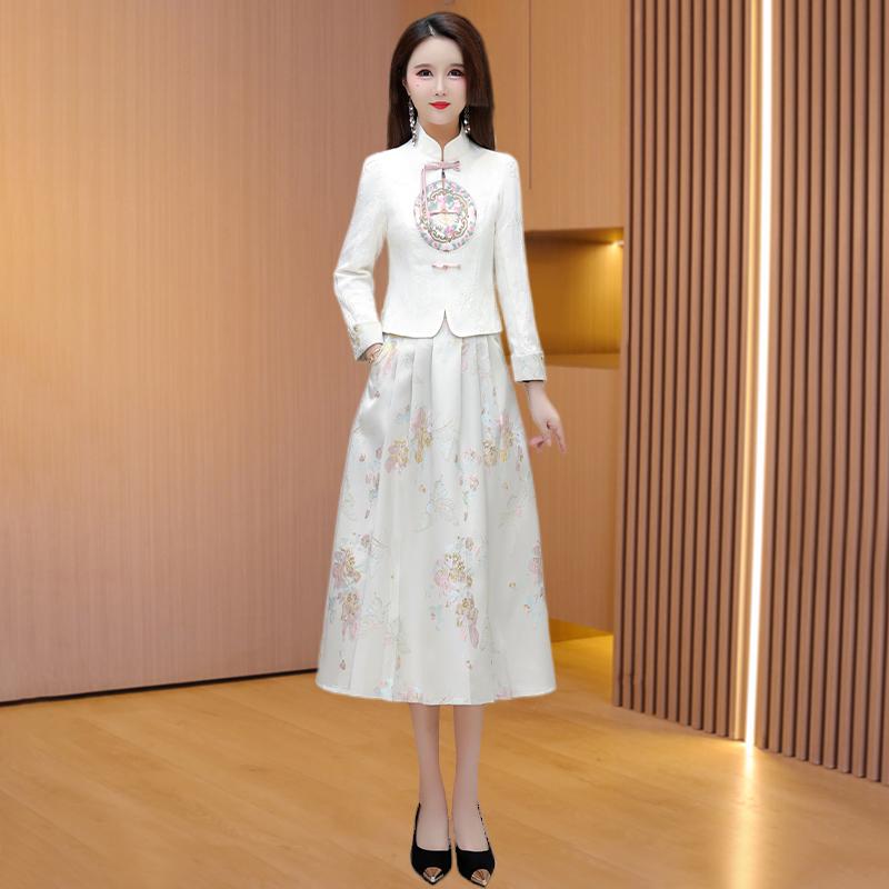 春 コーデ レディース ファッション オシャレ アイテム カワイイ コーデ シンプル きれいめ ナチュラル 上品カジュアル 女性用 婦人服 チャイナ ドレス ツーピース スーツ 秋 軽装 ハイエンド