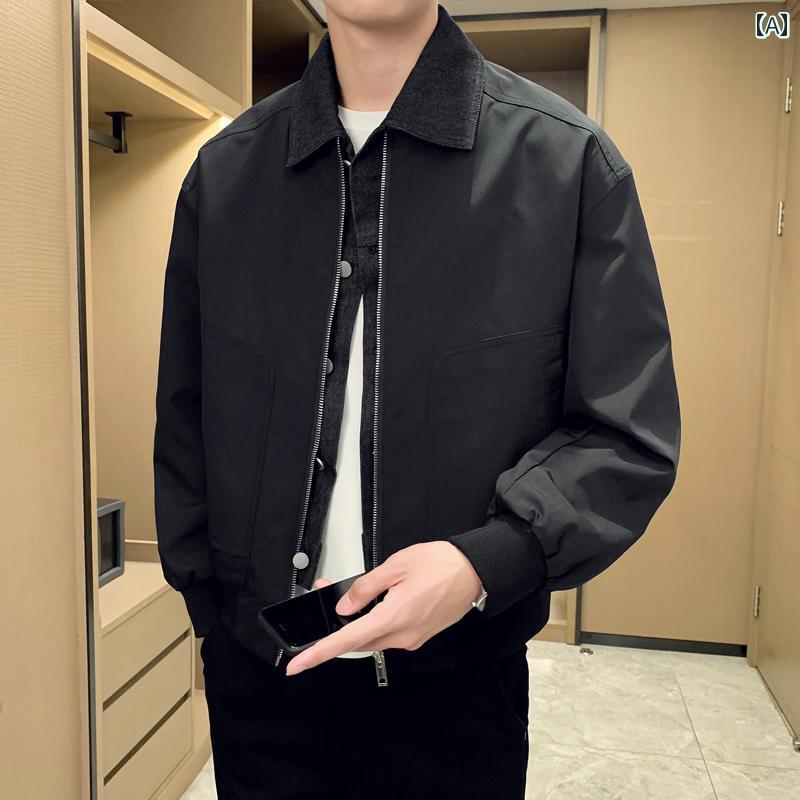 秋冬 コーデ メンズ 服 シンプル ファッション オシャレ 大人 かっこいい 大きいサイズ ストリート 紳士服 フェイク ツーピース ジャケット ハイエンド