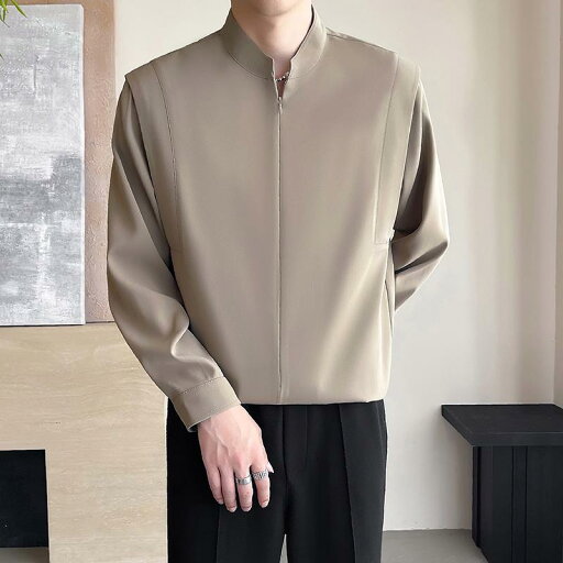 秋冬 コーデ メンズ 服 シンプル ファッション オシャレ 大人 かっこいい 大きいサイズ ストリート 紳士服 フェイク ツーピース シャツ 長袖 春 ライト スタンドカラー 秋冬 コーデ メンズ 服 シンプル ファッション オシャレ 大人 かっこいい 大きいサイズ ストリート 紳士服 フェイク ツーピース シャツ 長袖 春 ライト スタンドカラー
