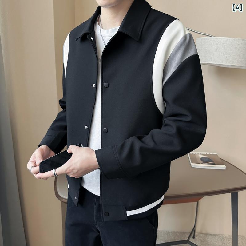 秋冬 コーデ メンズ 服 シンプル ファッション オシャレ 大人 かっこいい 大きいサイズ ストリート 紳士服 カラー ブロック ジャケット 春 ハイエンド ストリート