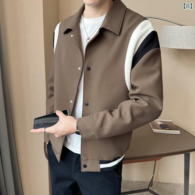 秋冬 コーデ メンズ 服 シンプル ファッション オシャレ 大人 かっこいい 大きいサイズ ストリート 紳士服 カラー ブロック ジャケット 春 ハイエンド ストリート