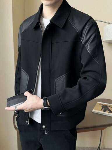 秋冬 コーデ メンズ 服 シンプル ファッション オシャレ 大人 かっこいい 大きいサイズ ストリート 紳士服 PU エコ レザー ジャケット ハイエンド ニット トップス 秋冬 コーデ メンズ 服 シンプル ファッション オシャレ 大人 かっこいい 大きいサイズ ストリート 紳士服 PU エコ レザー ジャケット ハイエンド ニット トップス