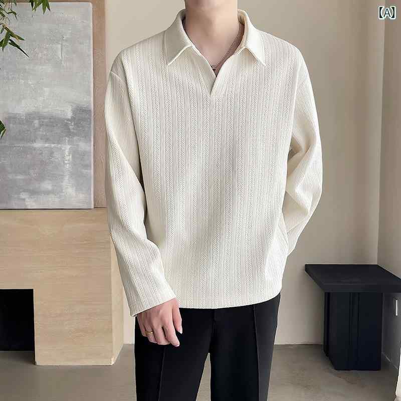 秋冬 コーデ メンズ 服 シンプル ファッション オシャレ 大人 かっこいい 大きいサイズ ストリート 紳士服 トレーナー ゆったり ワイド カジュアル ライト ハイエンド 長袖 T シャツ ポロシャツ