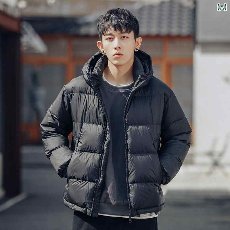 秋冬 コーデ メンズ 服 シンプル ファッション オシャレ 大人 かっこいい 大きいサイズ ストリート 紳士服 ダウン ジャケット 冬 フード付き コート 厚手 薄手