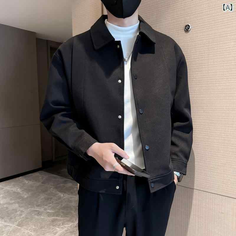 秋冬 コーデ メンズ 服 シンプル ファッション オシャレ 大人 かっこいい 大きいサイズ ストリート 紳士服 ワイド ウール ジャケット ハイエンド