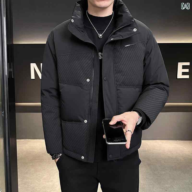 秋冬 コーデ メンズ 服 シンプル ファッション オシャレ 大人 かっこいい 大きいサイズ ストリート 紳士服 ハイエンド スタンドカラー ダウン ジャケット ウィンター ジャケット コート 暖かい トップス