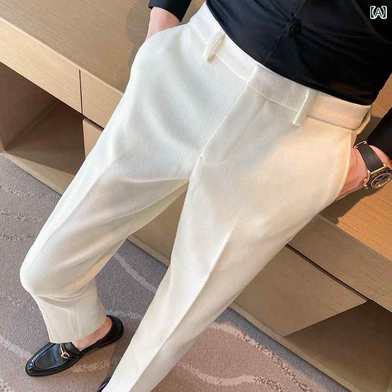 リコットの春 コーデ メンズ 服 シンプル ファッション オシャレ 大人 かっこいい 大きいサイズ ストリート 紳士服 ウール パンツ スリム ビジネス カジュアル 韓国スタイル スーツ｜アングル2