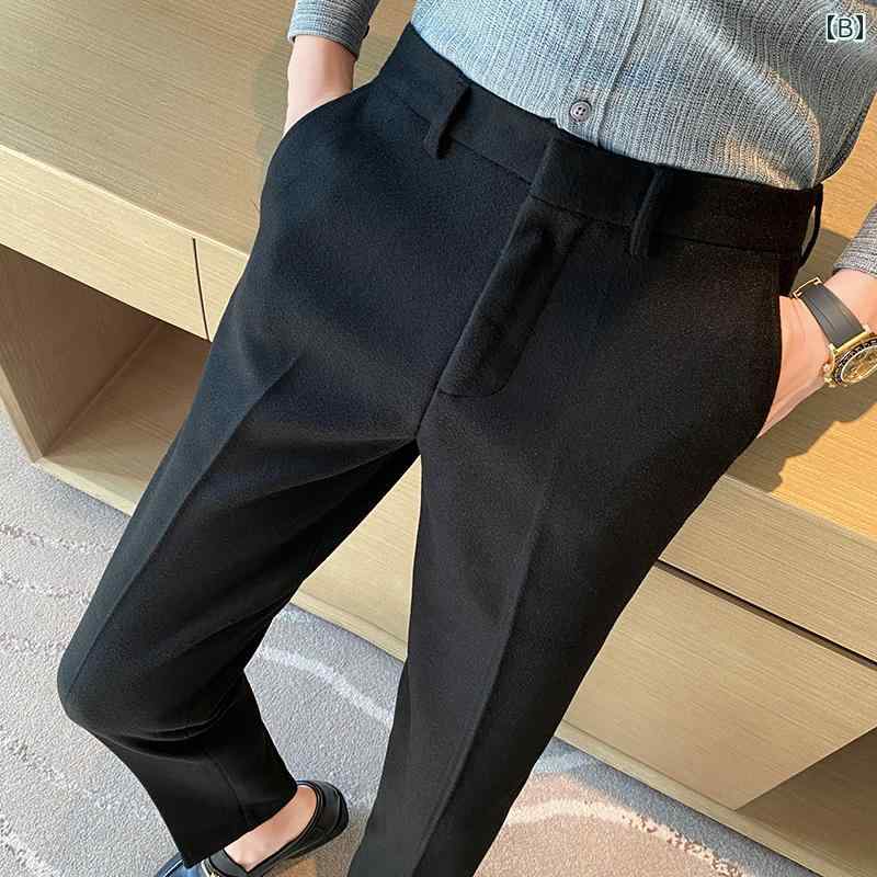 リコットの春 コーデ メンズ 服 シンプル ファッション オシャレ 大人 かっこいい 大きいサイズ ストリート 紳士服 ウール パンツ スリム ビジネス カジュアル 韓国スタイル スーツ｜アングル3