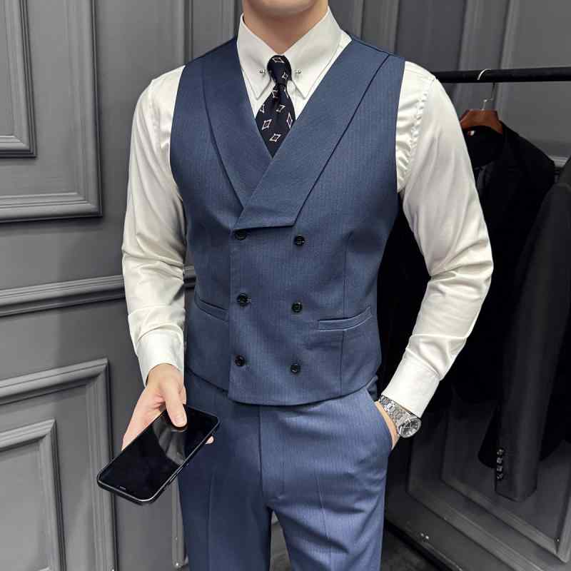 春 コーデ メンズ 用 服 シンプル ファッション オシャレ 大人 かっこいい 大きいサイズ ストリート 紳士服 ダブルブレスト ストライプ ベスト スーツ ビジネス カジュアル スーツ