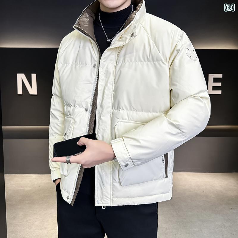春 コーデ メンズ 服 シンプル ファッション オシャレ 大人 かっこいい 大きいサイズ ストリート 紳士服 冬 ハイエンド スタンドカラー カラー ブロック ダウン ジャケット カジュアル 厚手