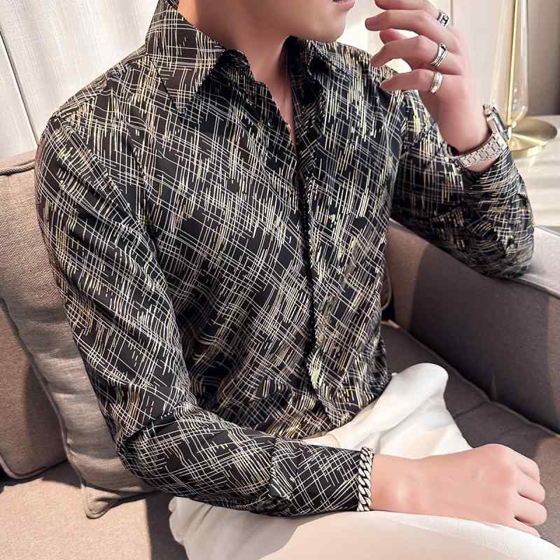 樂天商城 - 春 コーデ メンズ 服 シンプル ファッション オシャレ 大人 かっこいい 大きいサイズ ストリート 紳士服 ハイエンド 花柄 シャツ 長袖 スリム レトロ ビジネス カジュアル フレンチ 隠しボタン