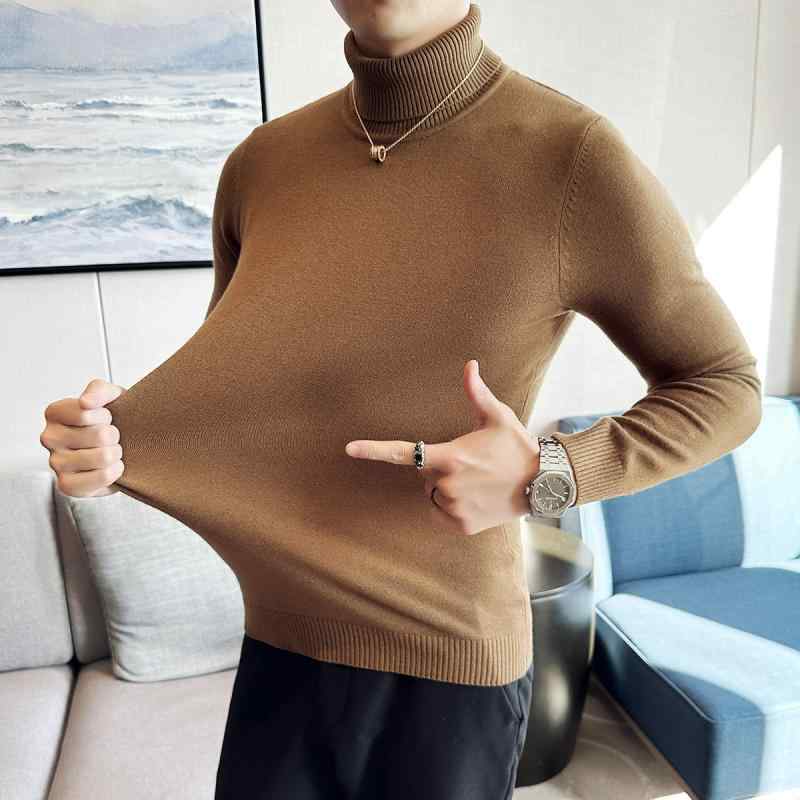 春 コーデ メンズ 服 シンプル ファッション オシャレ 大人 かっこいい 大きいサイズ ストリート 紳士服 タートルネックセーター 長袖 無地 スリム ハイエンド ニット レイヤリング シャツ