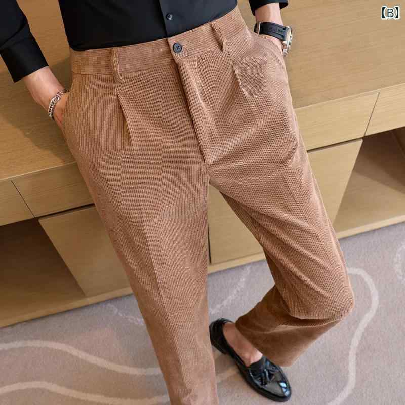 春 コーデ メンズ 服 シンプル ファッション オシャレ 大人 かっこいい 大きいサイズ ストリート 紳士服 コーデュロイ ストレッチ ウエスト パンツ 冬 ウール ビジネス カジュアル スリム スーツ