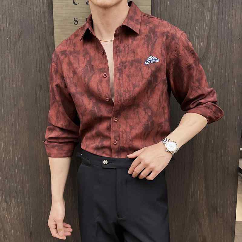 春 コーデ メンズ 服 シンプル ファッション オシャレ 大人 かっこいい 大きいサイズ ストリート 紳士服 グラデーション タイダイ柄 フラワー シャツ 長袖 厚手 カジュアル ライト