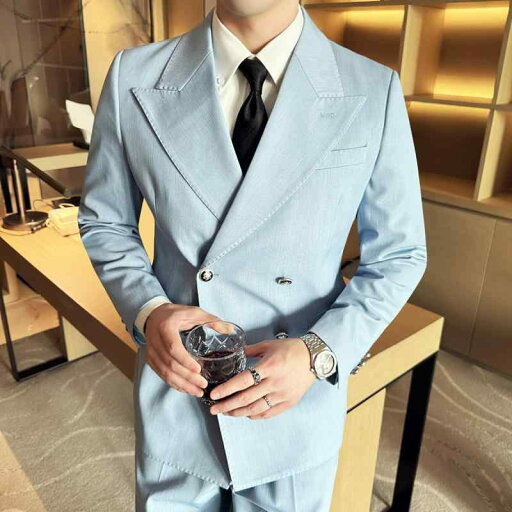 春 コーデ メンズ 服 シンプル ファッション オシャレ 大人 かっこいい 大きいサイズ ストリート 紳士服 デニム テクスチャー ダブルブレスト スーツ スリム ビジネス カジュアル ブレザースーツ 春 コーデ メンズ 服 シンプル ファッション オシャレ 大人 かっこいい 大きいサイズ ストリート 紳士服 デニム テクスチャー ダブルブレスト スーツ スリム ビジネス カジュアル ブレザースーツ