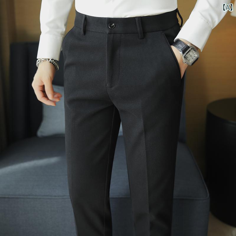 春 コーデ メンズ 服 シンプル ファッション オシャレ 大人 かっこいい 大きいサイズ ストリート 紳士服 ウール パンツ スリム 厚手 カジュアル 無地 ハイエンド スーツ 2