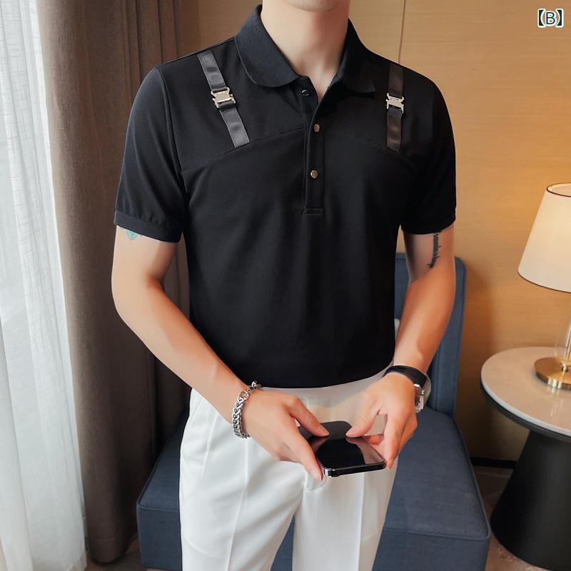 春 コーデ メンズ 服 シンプル ファッション オシャレ 大人 かっこいい 大きいサイズ ストリート 紳士服 ビジネス 半袖 ポロシャツ ハイエンド カジュアル T シャツ