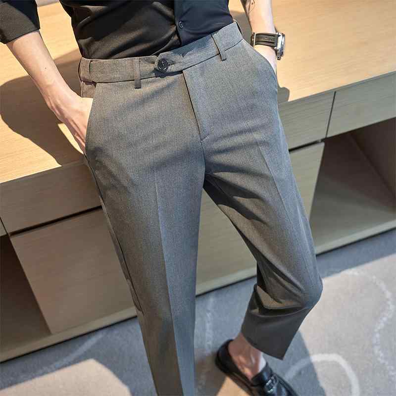 春 コーデ メンズ 服 シンプル ファッション オシャレ 大人 かっこいい 大きいサイズ ストリート 紳士服 伸縮性 ストレッチ ストレッチ ウエスト 九分丈 スーツ パンツ 薄手 ビジネス カジュアル スリム