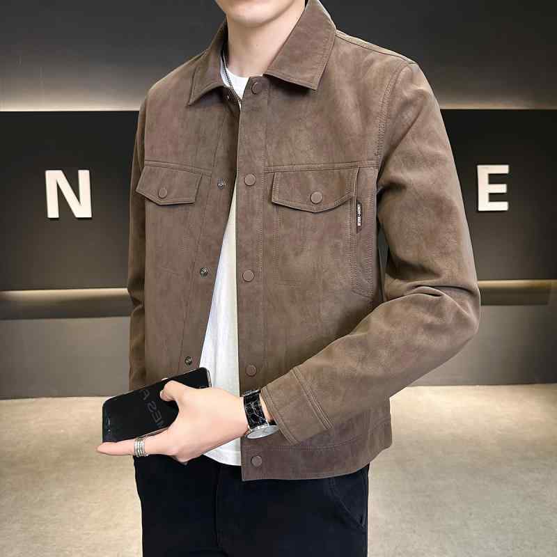 春 コーデ メンズ 服 シンプル ファッション オシャレ 大人 かっこいい 大きいサイズ ストリート 紳士服 スエード ジャケット 春 カジュアル ハイエンド トップス