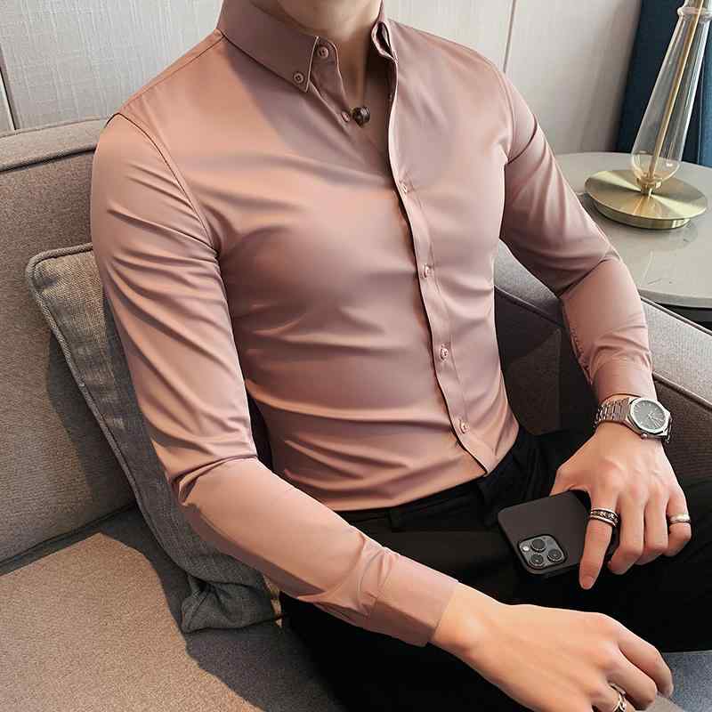 Rakuten - 春 コーデ メンズ 服 シンプル ファッション オシャレ 大人 かっこいい 大きいサイズ ストリート 紳士服 春 ハイエンド シャツ 長袖 韓国スタイル スリムフィット カジュアル アイロン不要 ビジネス