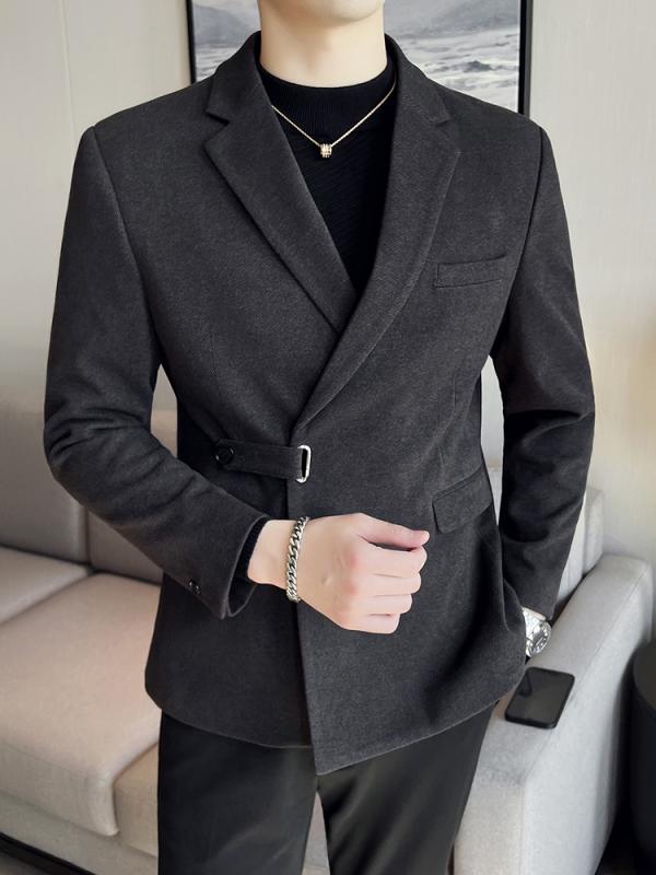 春 コーデ メンズ 服 シンプル ファッション オシャレ 大人 かっこいい 大きいサイズ ストリート 紳士服 ウール スーツ ジャケット 厚手 ハイエンド スリム サイド ボタン ジャケット 単品 トップス ビジネス カジュアル