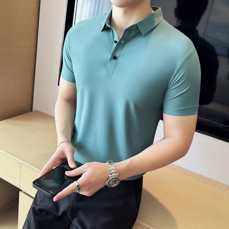 春 コーデ メンズ 服 シンプル ファッション オシャレ 大人 かっこいい 大きいサイズ ストリート 紳士服 半袖 シームレス ポロシャツ 薄手 ストレッチ スリム ハイエンド 通気性 ビジネス T シャツ