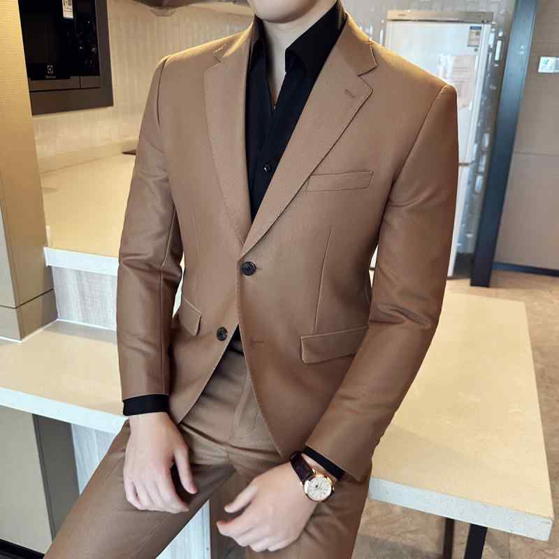 春 コーデ メンズ 用 服 シンプル ファッション オシャレ 大人 かっこいい 大きいサイズ ストリート 紳士服 ボタン スーツ ビジネス カジュアル ハイエンド フォーマル スリム フィット 結婚式(4.0)