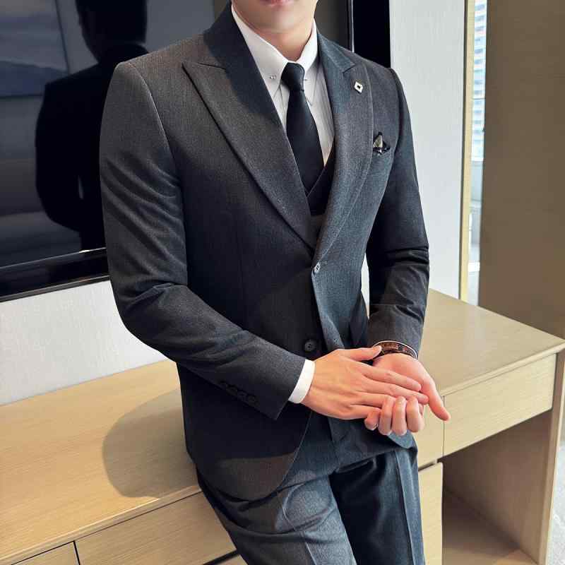 乐天商城 - 春 コーデ メンズ 服 シンプル ファッション オシャレ 大人 かっこいい 大きいサイズ ストリート 紳士服 ボタン スーツ スリム ビジネス カジュアル ハイエンド 結婚式