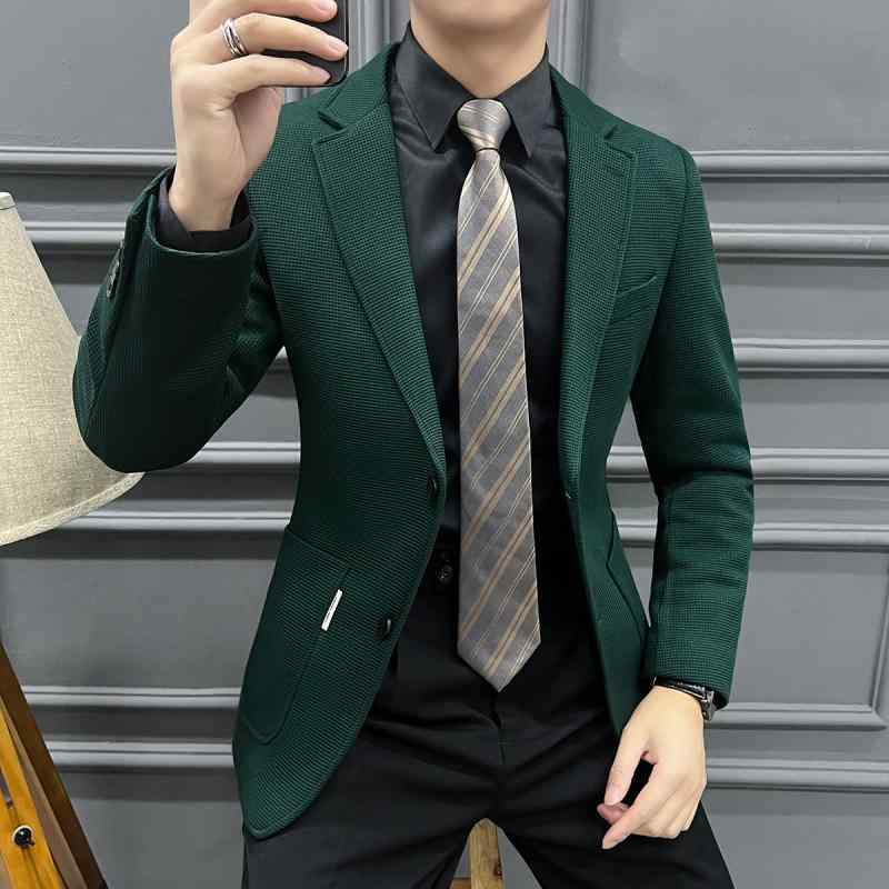 春 コーデ メンズ 服 シンプル ファッション オシャレ 大人 かっこいい 大きいサイズ ストリート 紳士服 ワッフル スーツ ジャケット 春 カジュアル ビジネス フォーマル スリム