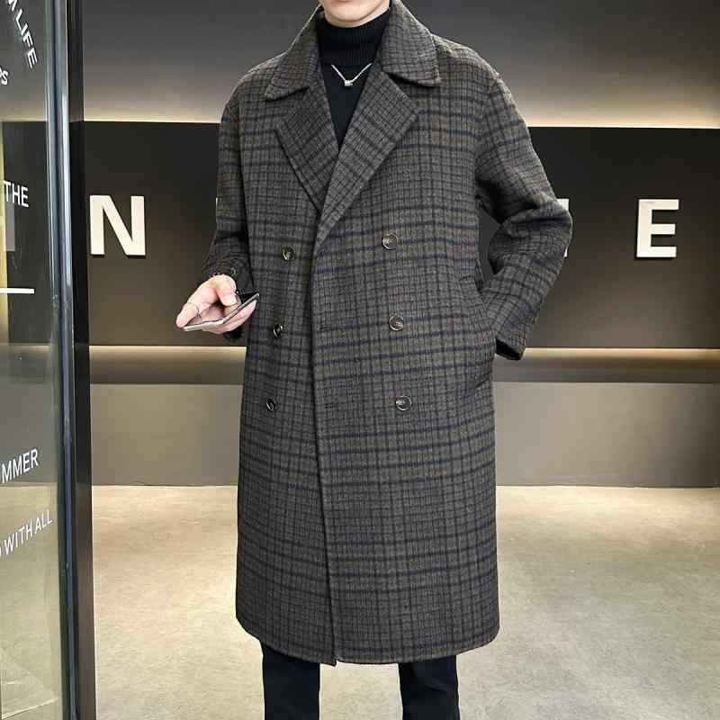 春 コーデ メンズ 服 シンプル ファッション オシャレ 大人 かっこいい 大きいサイズ ストリート 紳士服 コート ロング チェック柄 冬 ビジネス