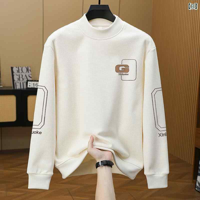 春 コーデ メンズ 服 シンプル ファッション オシャレ 大人 かっこいい 大きいサイズ ストリート 紳士服 ラウンドネック スウェットシャツ フリー ストップ レイヤリング シャツ