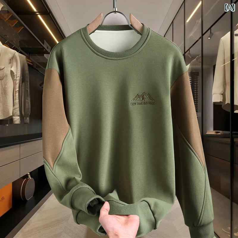 春 コーデ メンズ 服 シンプル ファッション オシャレ 大人 かっこいい 大きいサイズ ストリート 紳士服 トレーナー カジュアル シャツ ラウンドネック 韓国スタイル