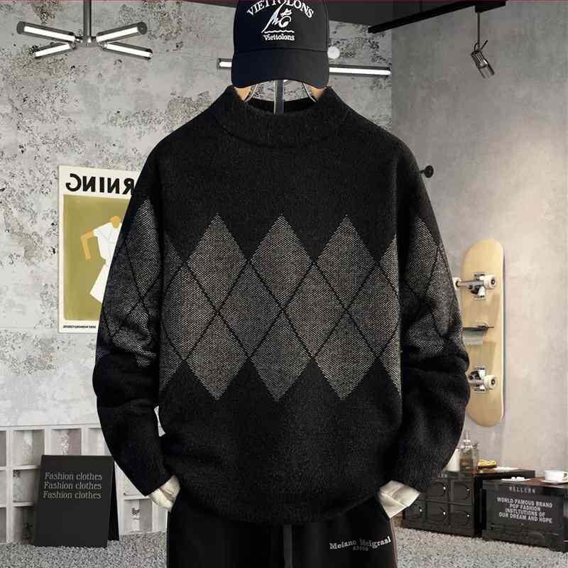 春 コーデ メンズ 服 シンプル ファッション オシャレ 大人 かっこいい 大きいサイズ ストリート 紳士服 セーター ニット シャツ 韓国スタイル カジュアル