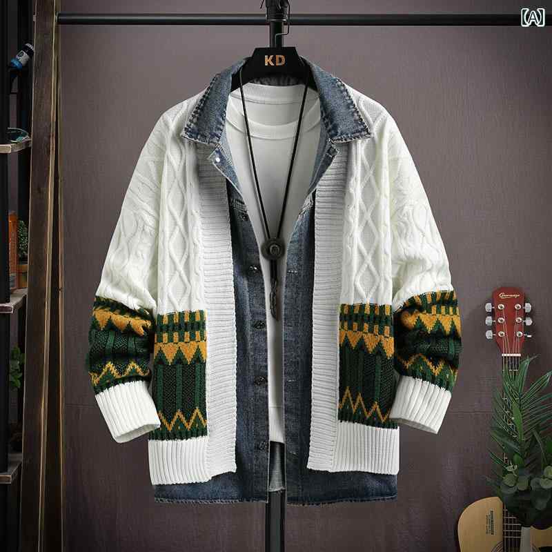 春 コーデ メンズ 服 シンプル ファッション オシャレ 大人 かっこいい 大きいサイズ ストリート 紳士服 カーディガン セーター カジュアル ニットウェア ジャケット