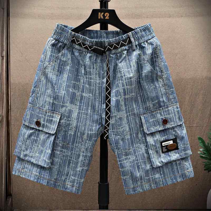 Denim - 春 コーデ メンズ 服 シンプル ファッション オシャレ 大人 かっこいい 大きいサイズ ストリート 紳士服 パンツ 五分丈 ミッド イミテーション デニム ストレート カジュアル スポーツ
