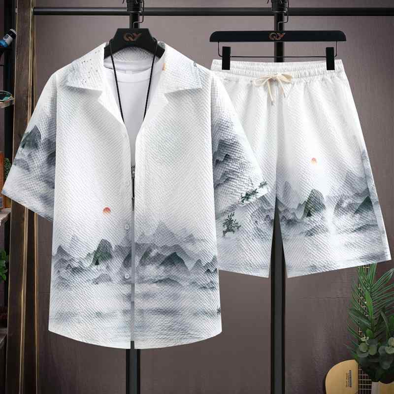 Other - 春 コーデ メンズ 服 シンプル ファッション オシャレ 大人 かっこいい 大きいサイズ ストリート 紳士服 カジュアル スーツ 半袖 シャツ パンツ