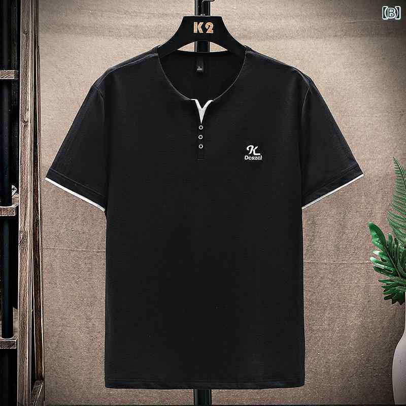 春 コーデ メンズ 服 シンプル ファッション オシャレ 大人 かっこいい 大きいサイズ ストリート 紳士服 半袖 T シャツ Vネック 薄手 ハイエンド 服