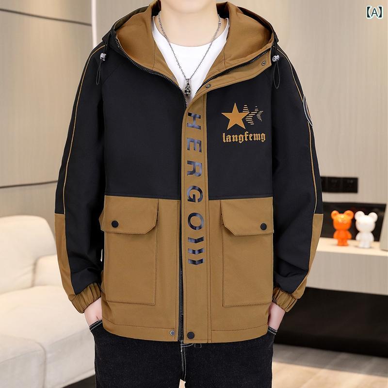 春 コーデ メンズ 服 シンプル ファッション オシャレ 大人 かっこいい 大きいサイズ ストリート 紳士服 ジャケット フード付き ワーク ジャケット カジュアル ハイエンド 薄型 トップス